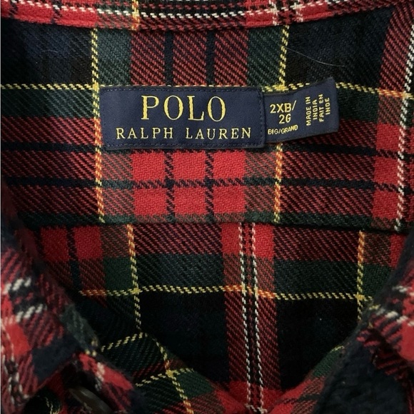 Men’s 2XB Red Blue Plaid Flannel Shirt Big & Tall Button Down - Picture 3 of 7